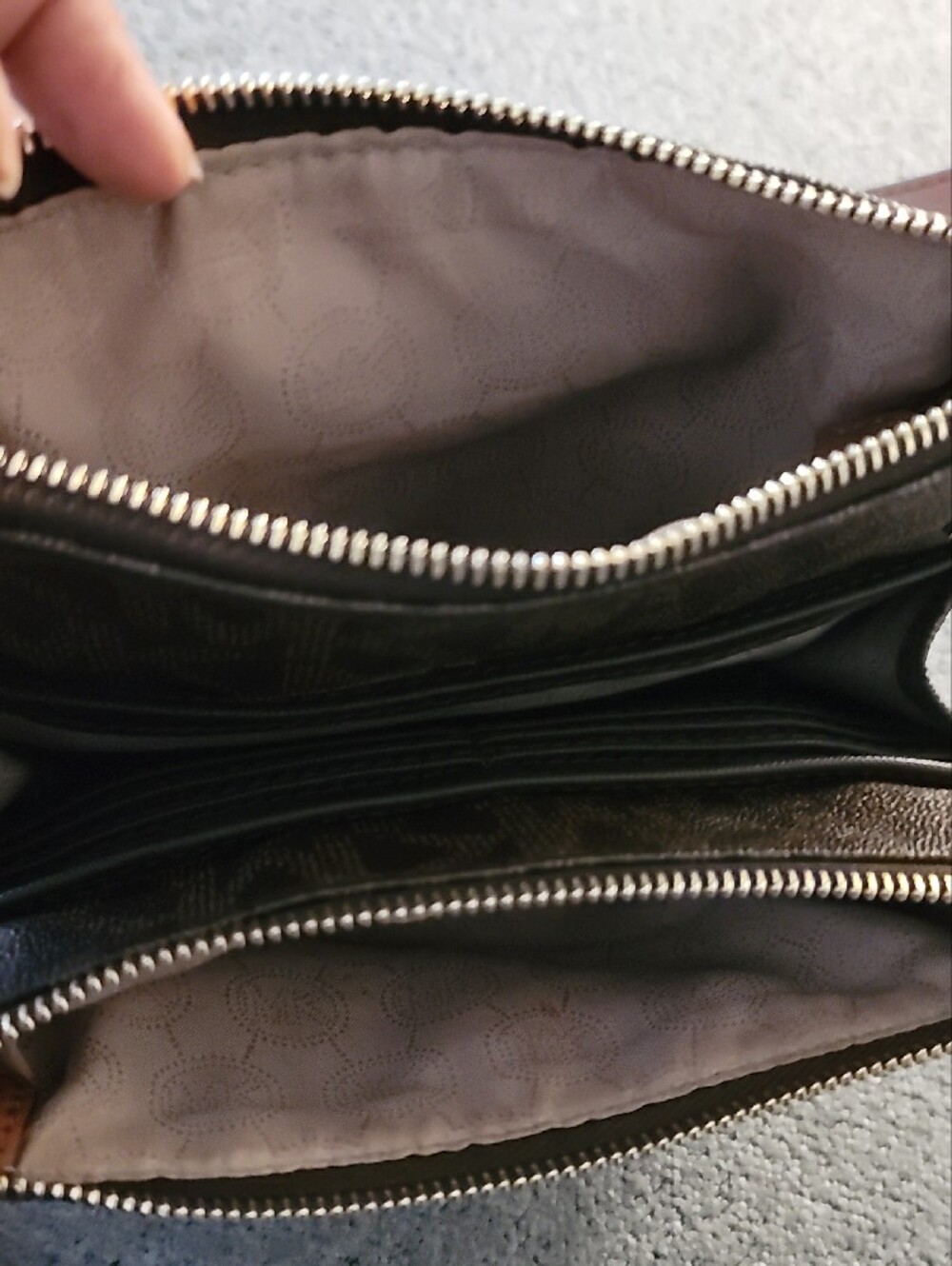 Michael Kors Brown Logo Crossbody with Tan Leather Flap and Gold MK Emblem - Picture 12 of 16